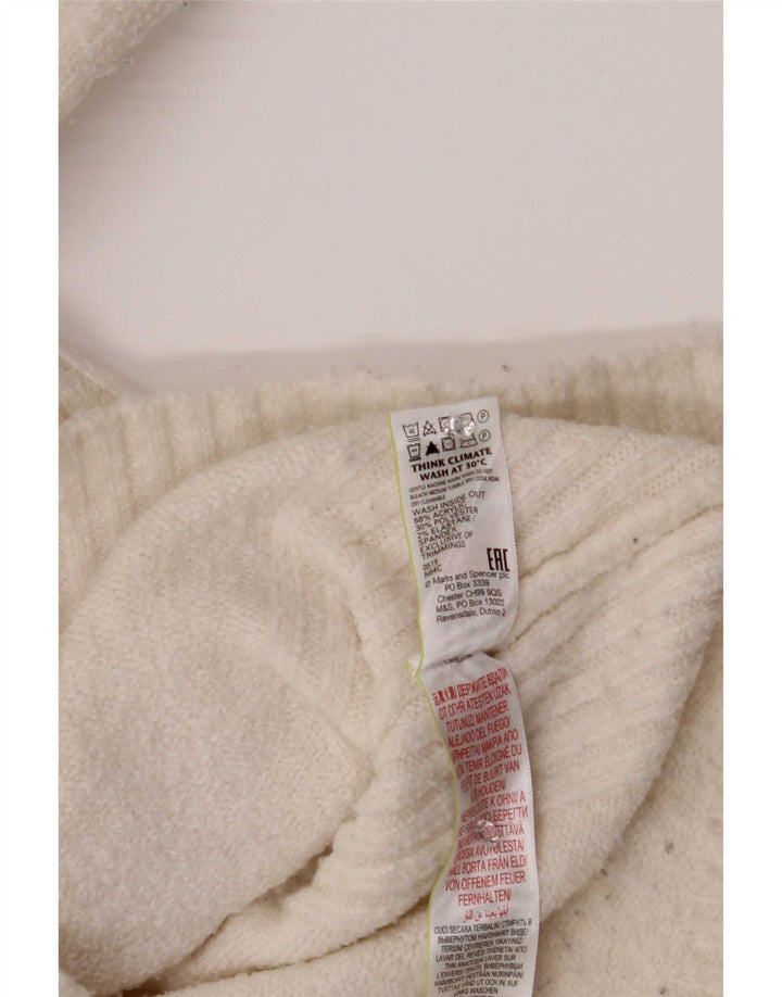 Suéter feminino Marks & Spencer com gola redonda grande Reino Unido 10 pequeno branco