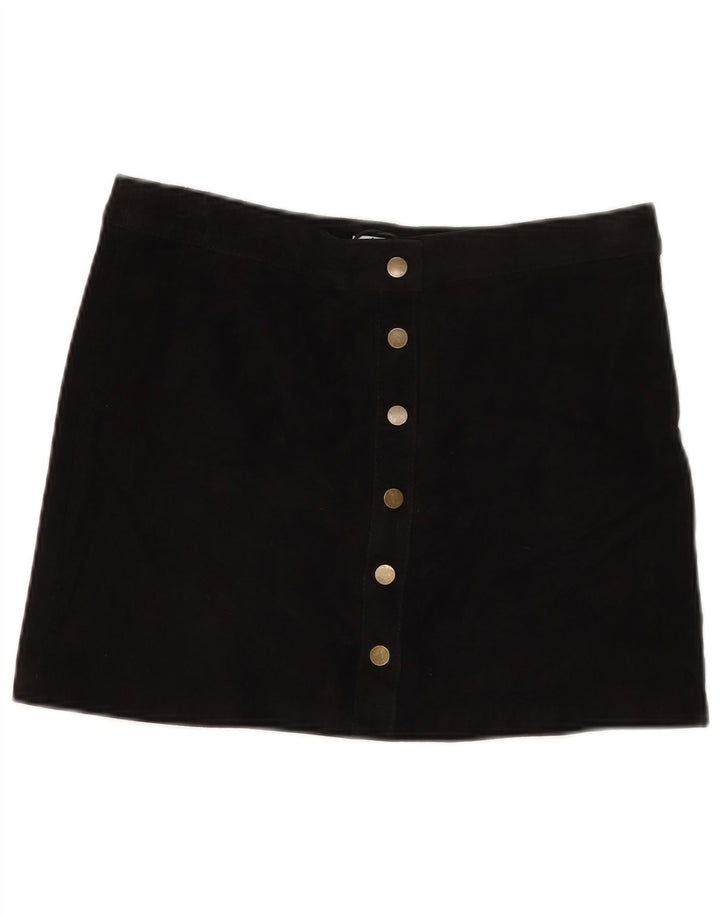 Mini saia feminina de camurça Pimkie IT 44 médio W30 couro preto