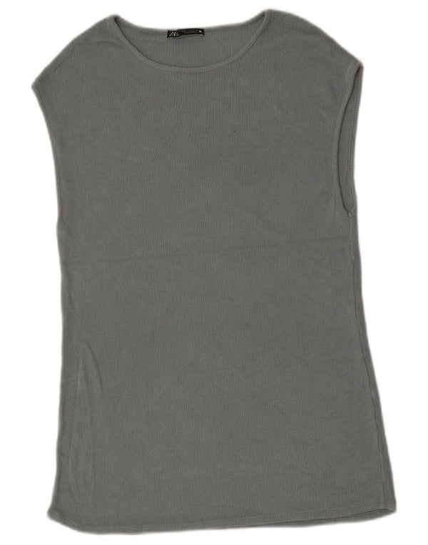 Zara Mens Colete Top Pequeno Cinza