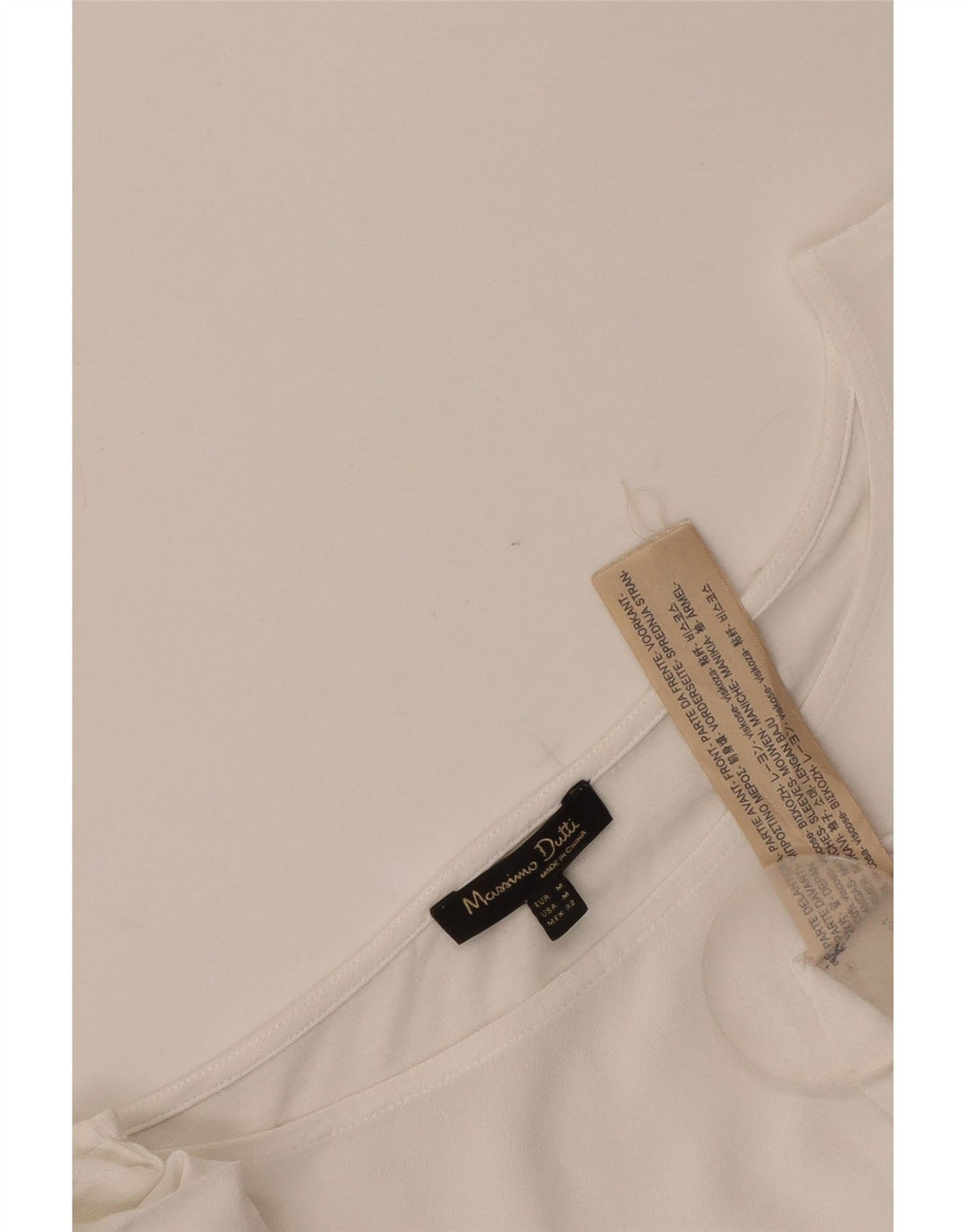 Blusa feminina Massimo Dutti cropped manga 3/4 Reino Unido 12 médio branco viscose