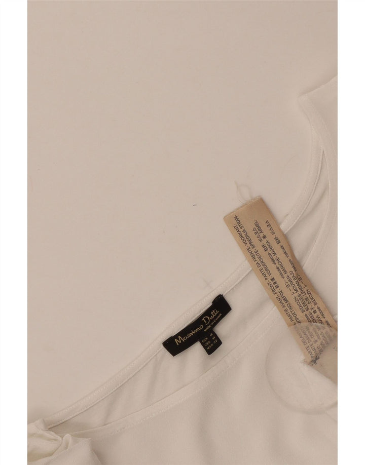 Blusa feminina Massimo Dutti cropped manga 3/4 Reino Unido 12 médio branco viscose