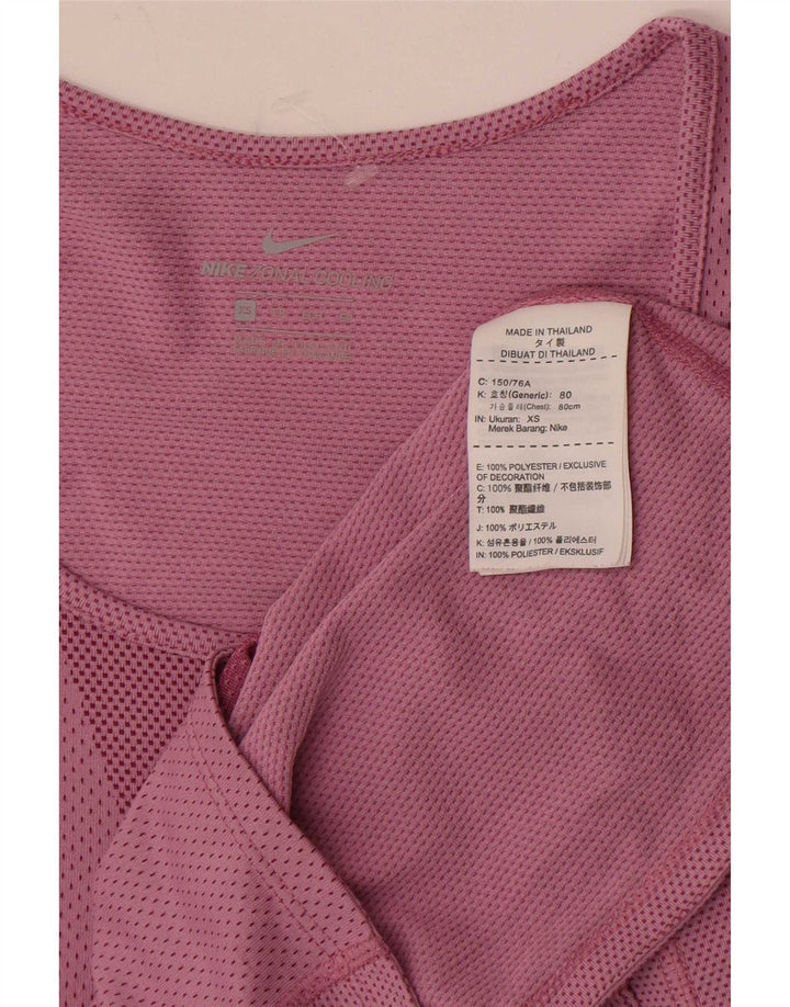 Top feminino Nike manga comprida UK 6 XS rosa poliéster