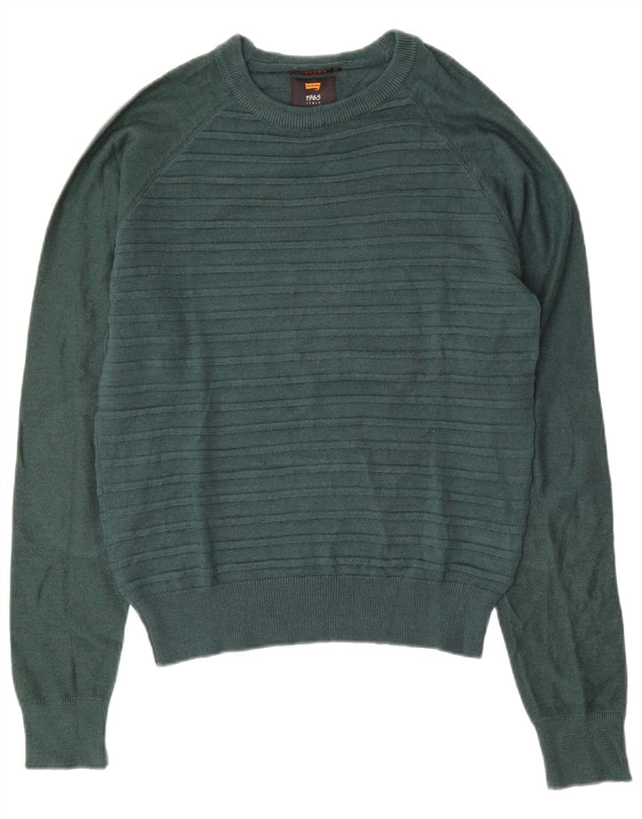 Suéter feminino CARRERA com gola canoa Reino Unido 14 listrado verde médio