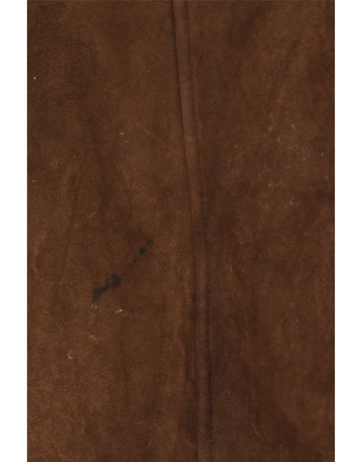 Casaco feminino vintage com capuz e shearling UK 8 pequeno marrom