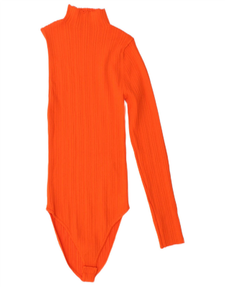 Body feminino de um ombro ZARA UK 12 nylon laranja médio