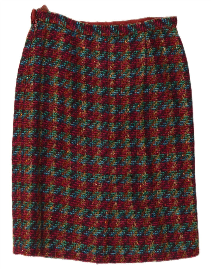 Saia lápis feminina vintage W30 xadrez médio multicolorido