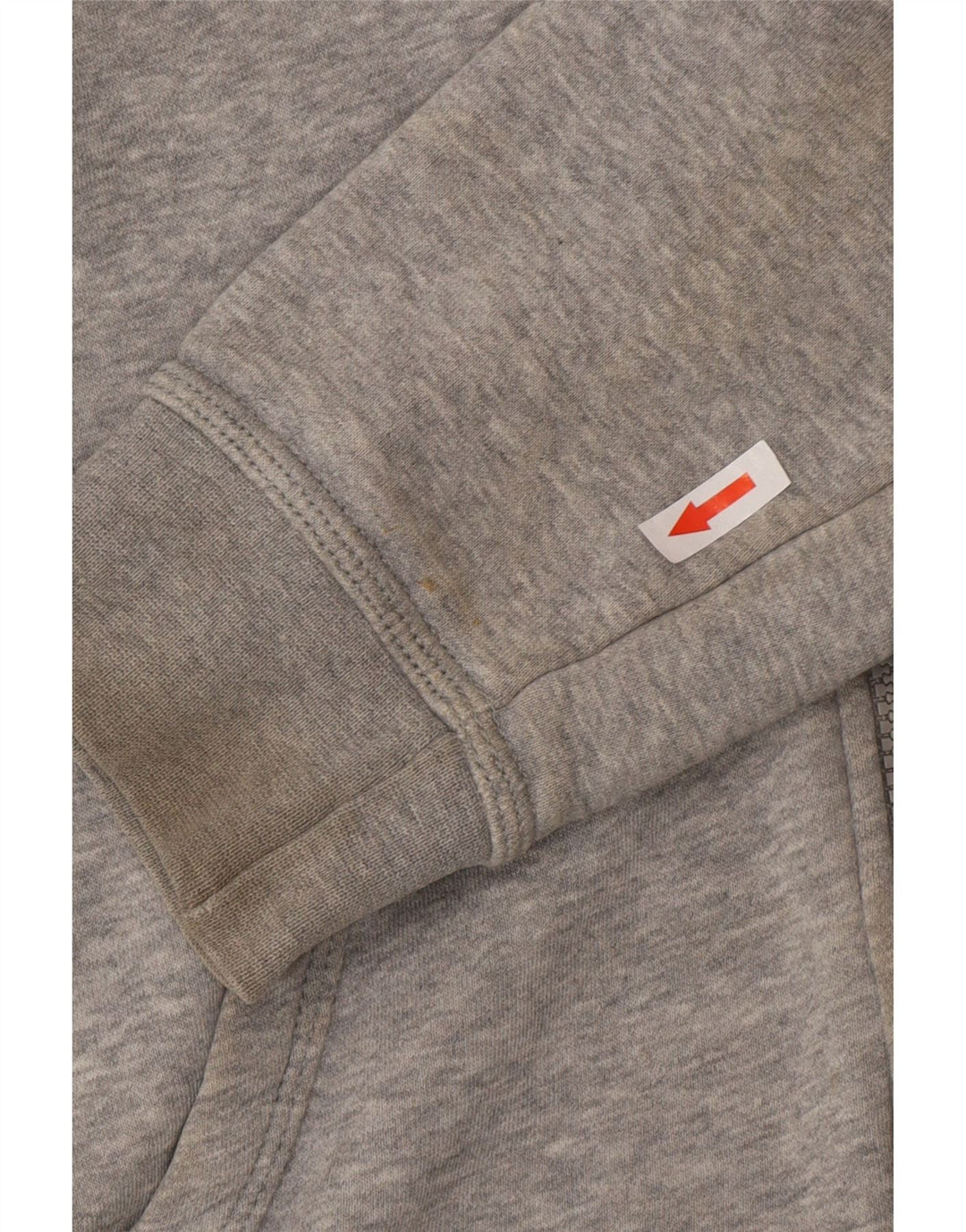 Suéter masculino Nike com capuz e zíper cinza médio algodão manchado