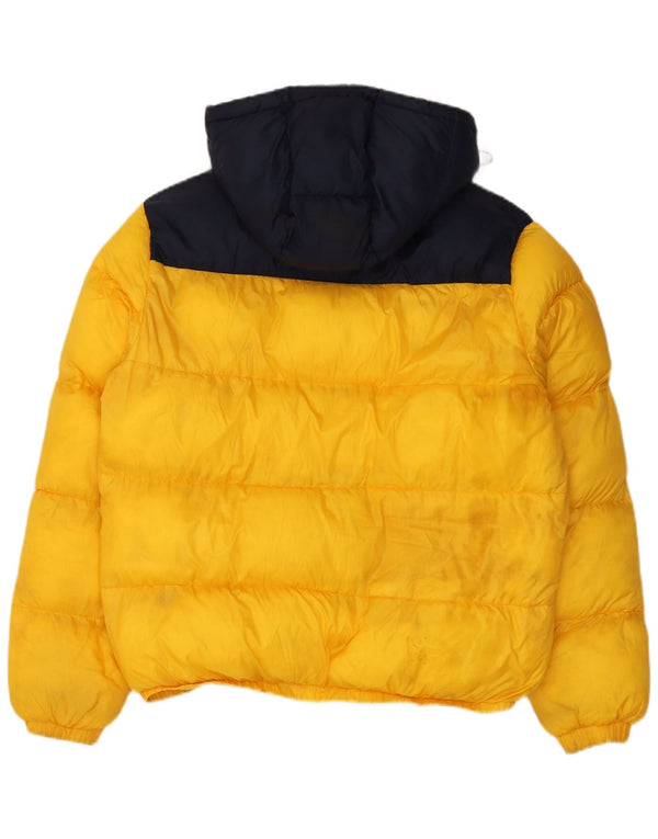 Jaqueta masculina acolchoada com capuz Tommy Hilfiger UK 40 grande bloco colorido amarelo