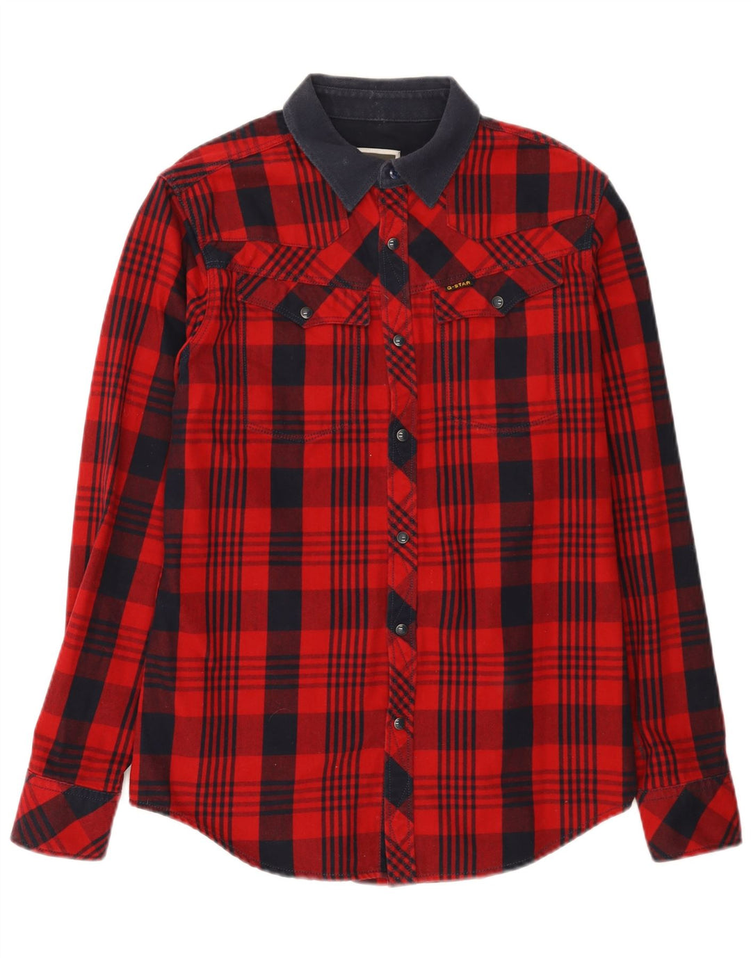 Camisa masculina de flanela G-Star grande algodão xadrez vermelho