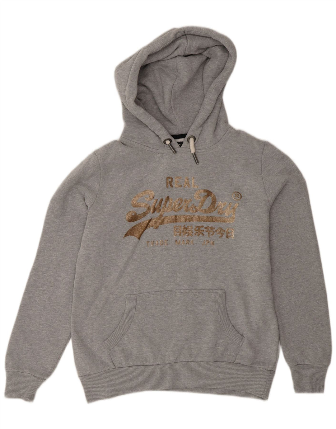 Superdry Womens Graphic Hoodie Jumper UK 12 cinza médio