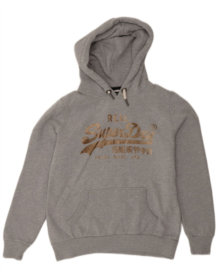 Superdry Womens Graphic Hoodie Jumper UK 12 cinza médio