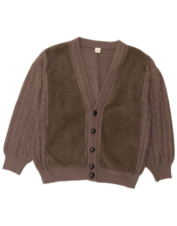 Suéter cardigã masculino Walbusch IT 54 XL cinza colorblock