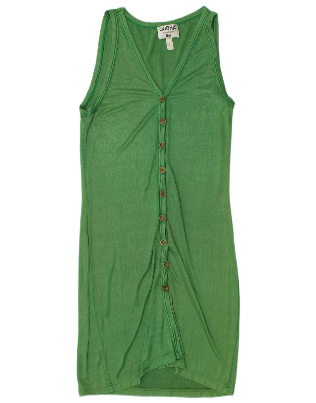 Vestido camisa sem mangas feminino vintage Reino Unido 8 poliamida verde pequena