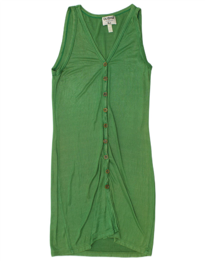 Vestido camisa sem mangas feminino vintage Reino Unido 8 poliamida verde pequena