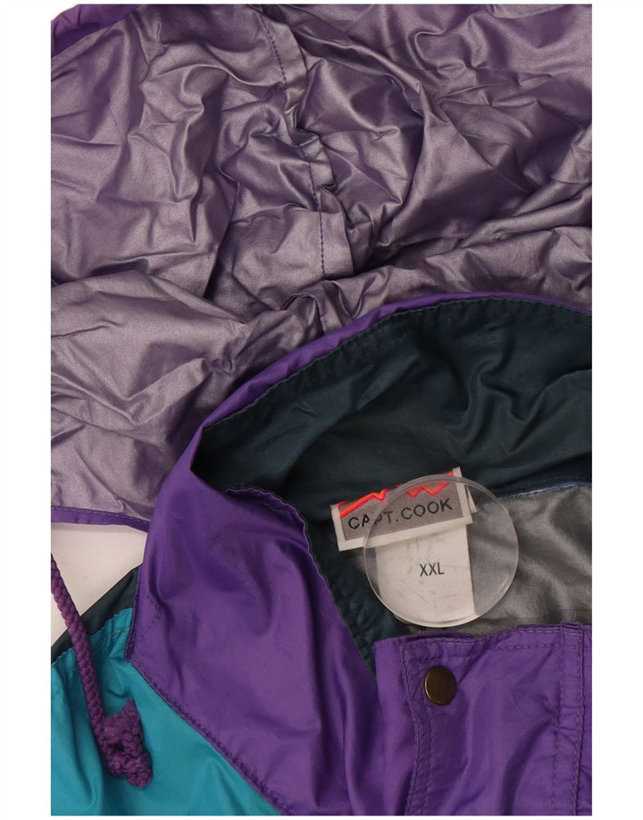 Jaqueta de chuva masculina Capt. Cook com capuz Reino Unido 44 2XL roxo Colourblock retrô