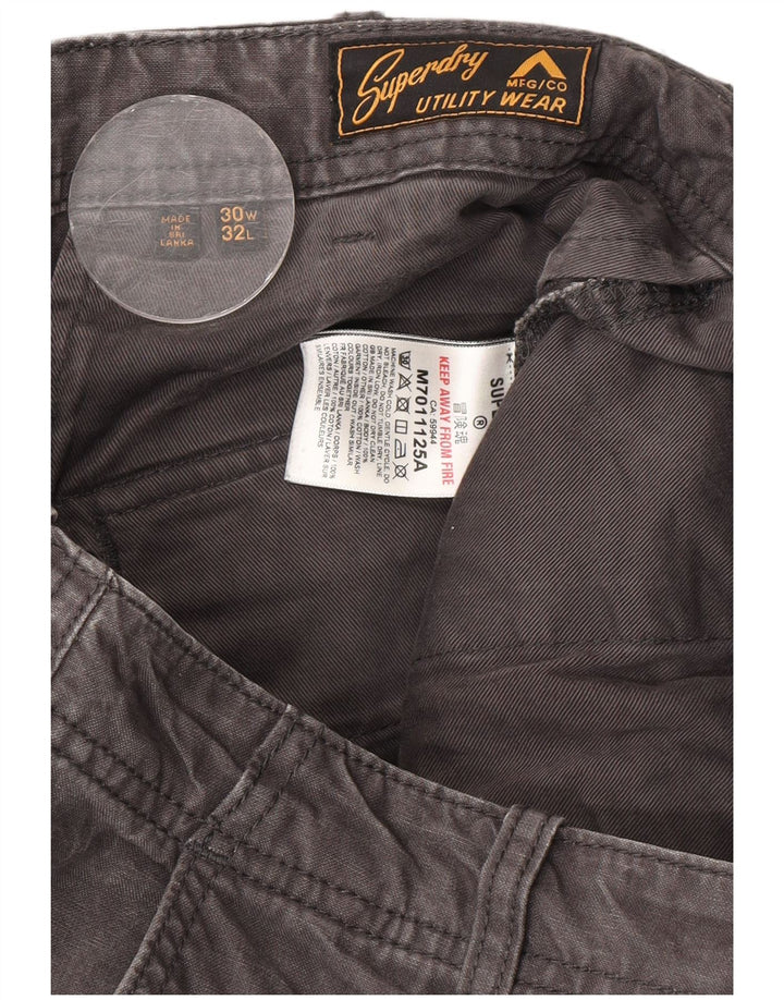 Calças cargo retas masculinas Superdry W30 L32 algodão cinza