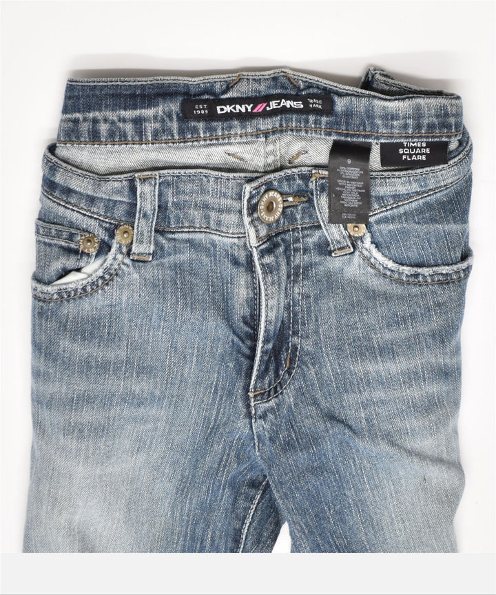 DKNY Calça jeans feminina Time Square Flared EUA 9 grande W32 L33 algodão azul