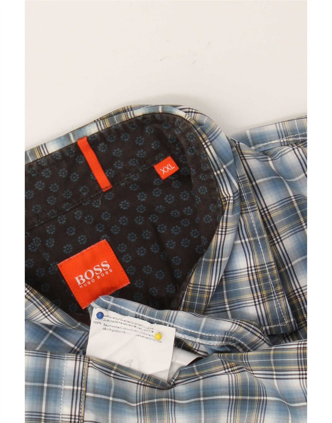Camisa masculina Hugo Boss 2XL algodão xadrez azul