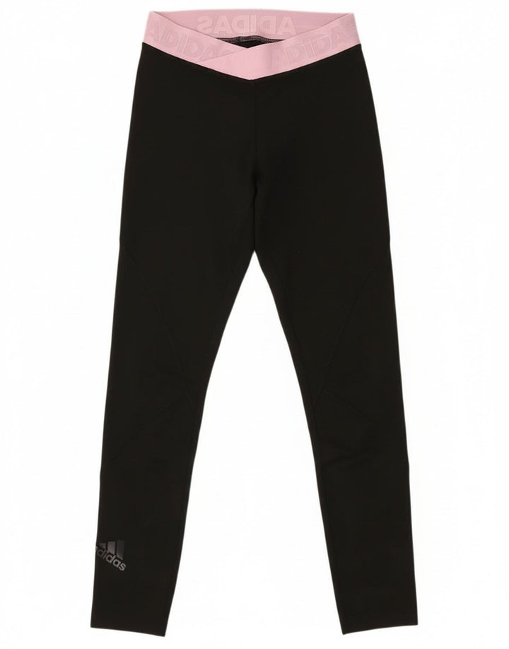 Leggings Adidas Femininas UK 4/6 XS Preto Colorblock