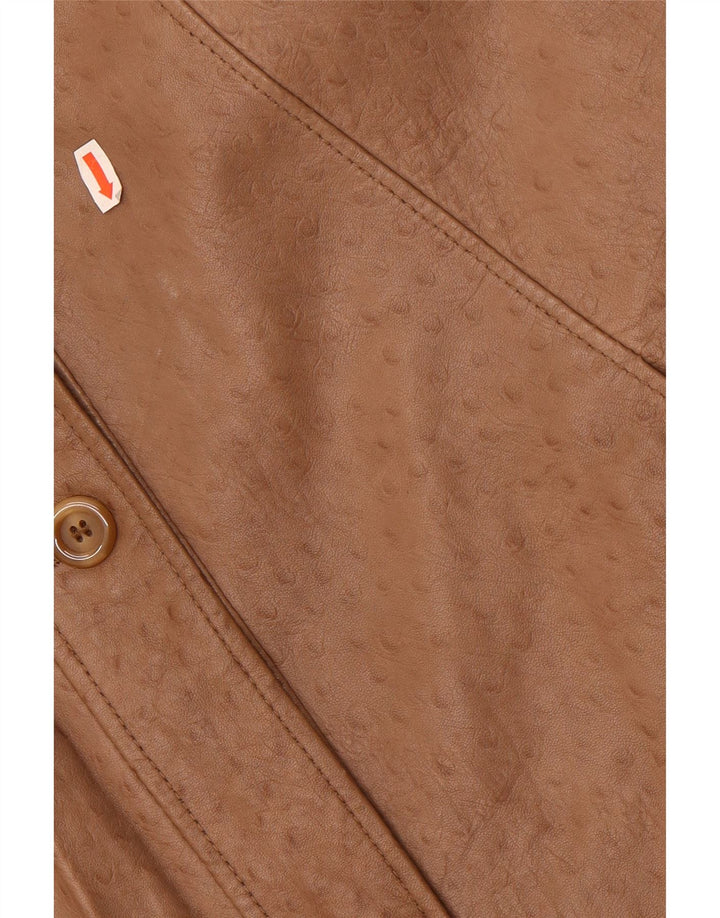 Casaco de couro superdimensionado feminino vintage UE 40 couro bege médio