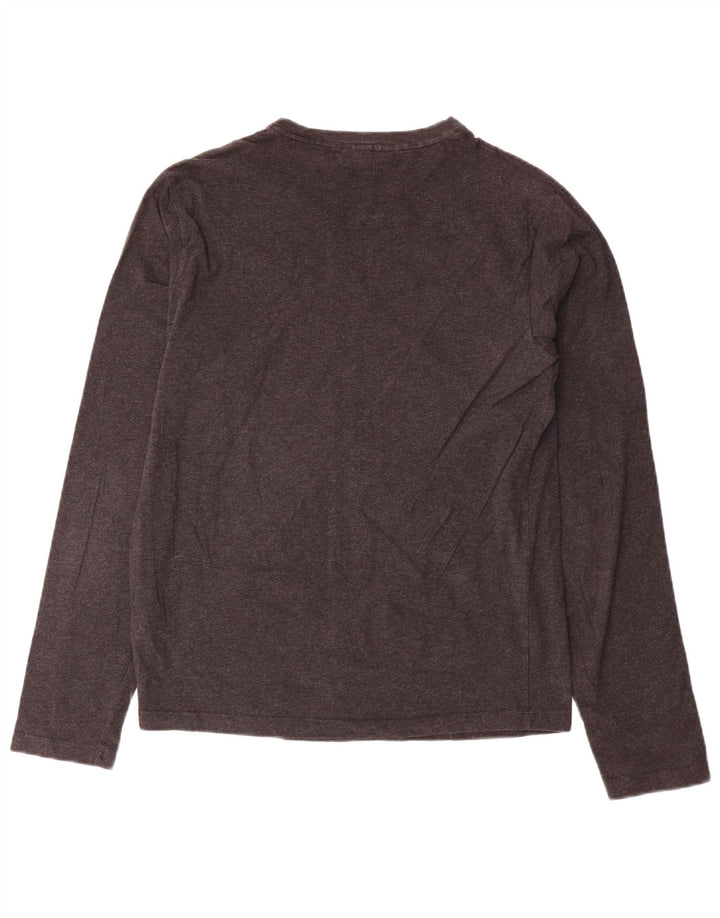 Trussardi Jeans Top feminino manga comprida UK 12 algodão cinza médio