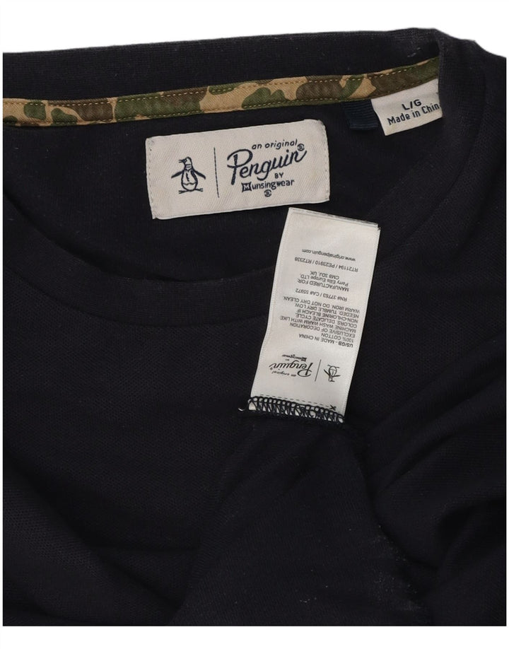 Camiseta masculina Penguin Top grande algodão azul marinho