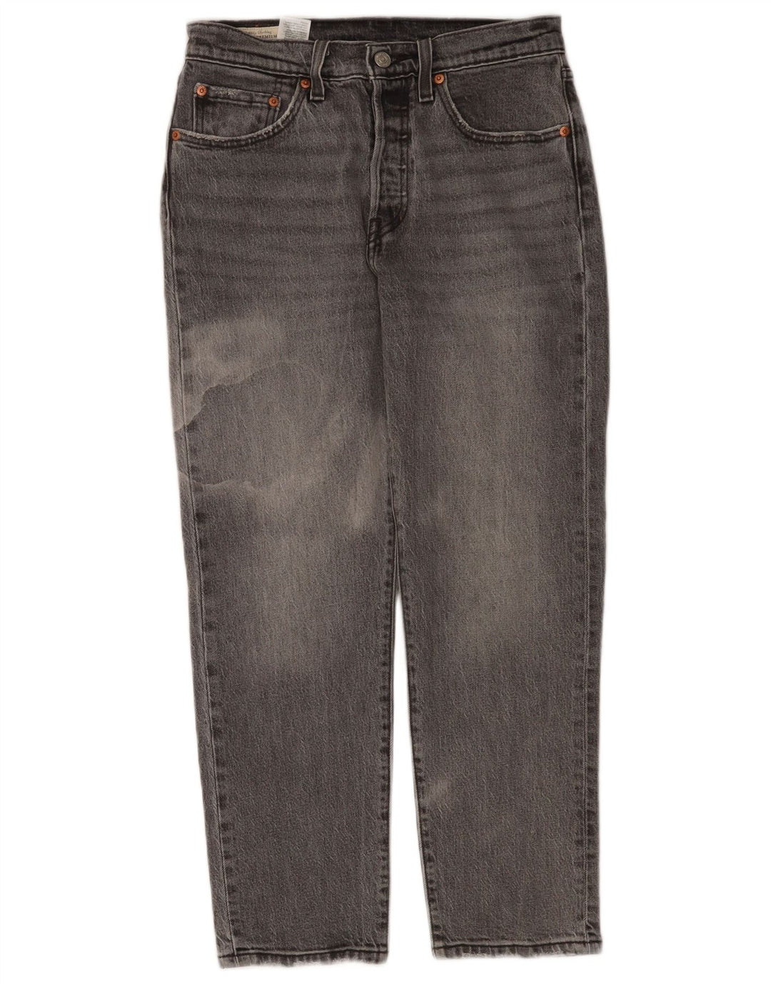 Calça jeans feminina Levi's 501 Straight W27 L26 algodão cinza