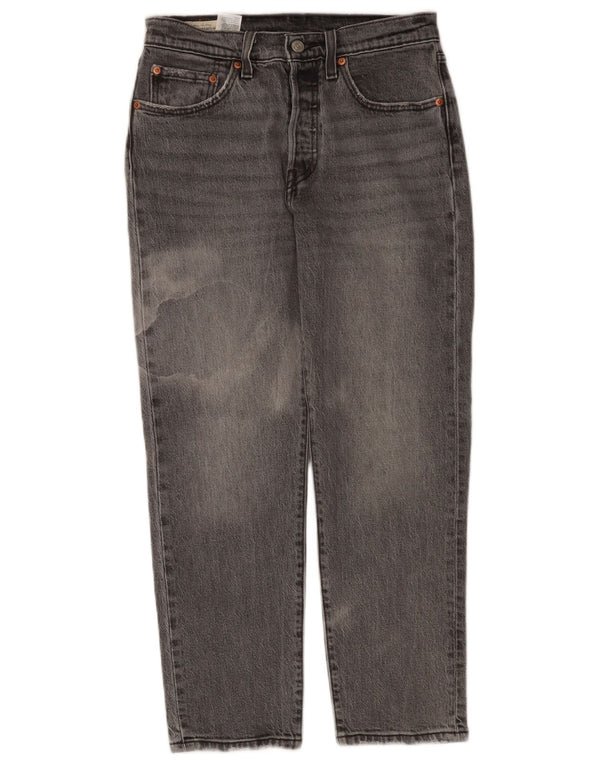 Calça jeans feminina Levi's 501 Straight W27 L26 algodão cinza