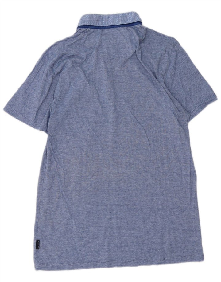 Camisa polo masculina Ted Baker tamanho 3 listrado azul médio