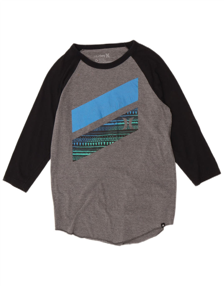 Top gráfico Hurley Boys Premium Fit manga comprida 15-16 anos cinza médio