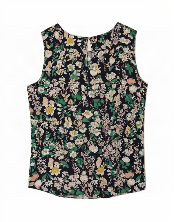 Blusa feminina sem mangas Oasis UK 12 médio floral multicolorido