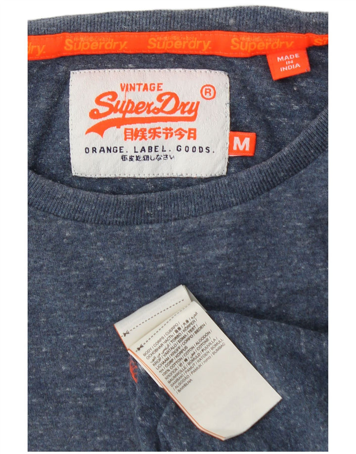 Camiseta masculina SUPERDRY Top médio algodão manchado azul marinho