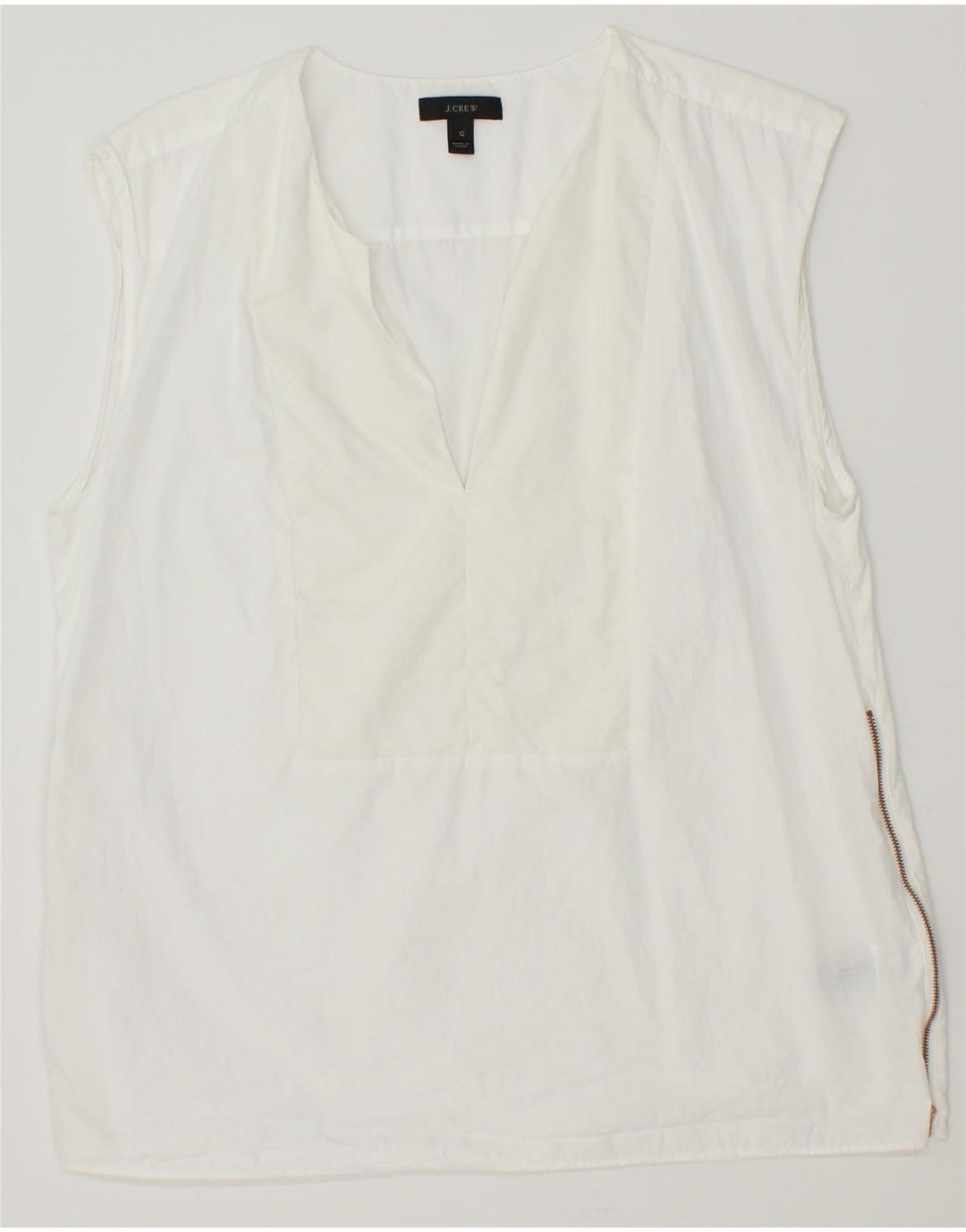 J. CREW Womens Sleeveless Blouse Top US 12 Large Off White Cotton Vintage J. Crew and Second-Hand J. Crew from Messina Hembry 