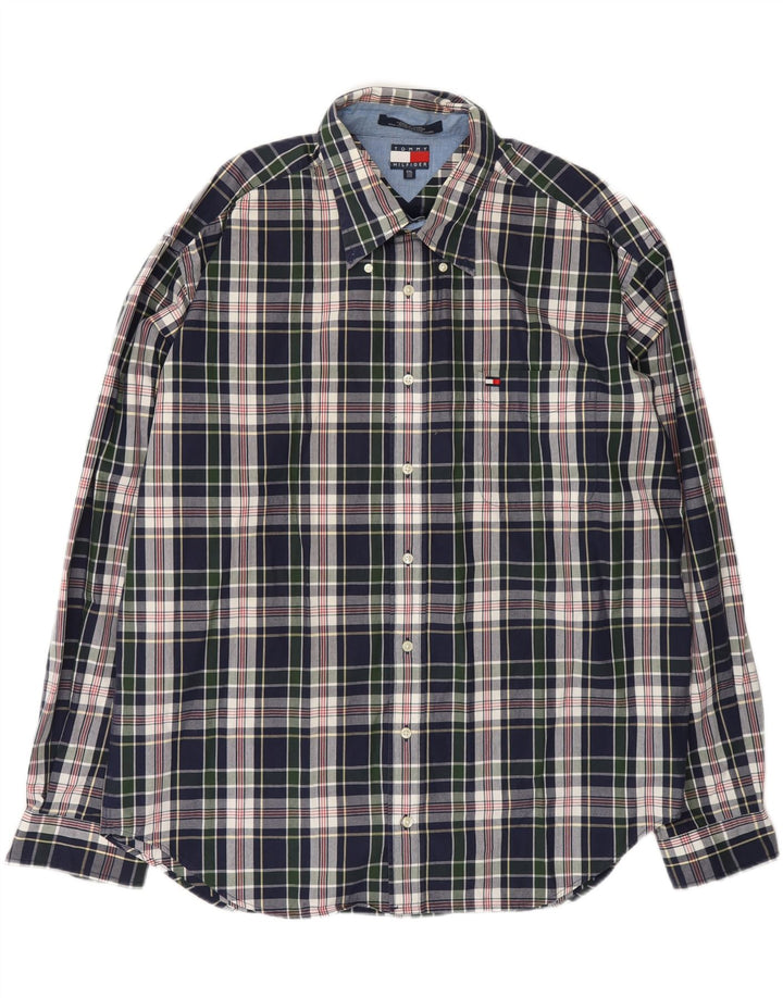 Camisa masculina TOMMY HILFIGER 2XL algodão xadrez azul marinho