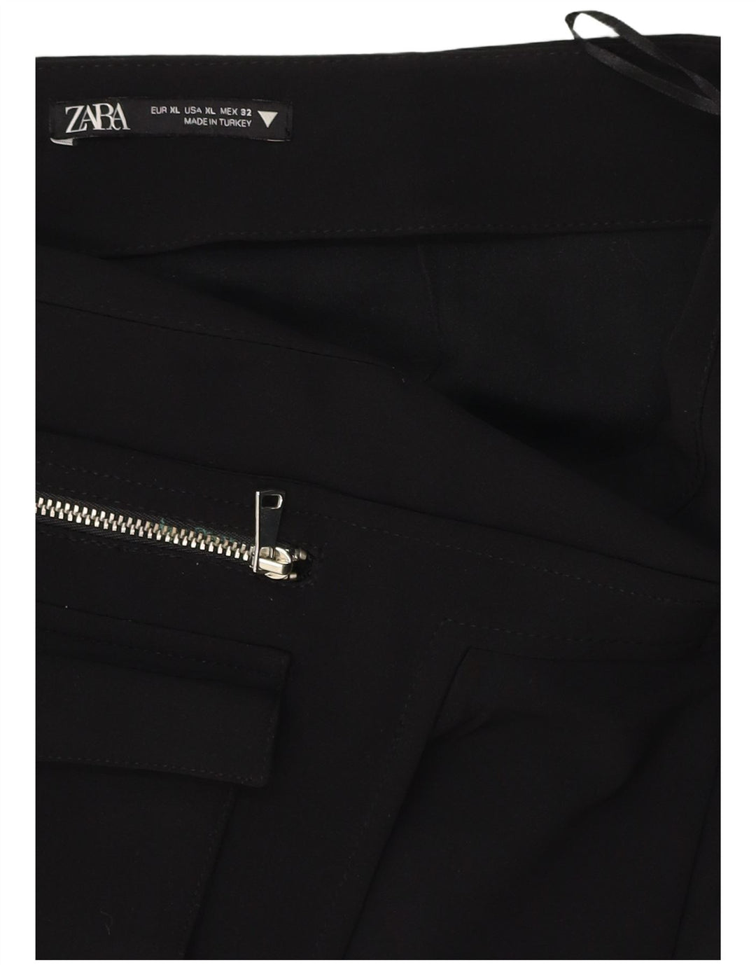ZARA Mini saia feminina de cintura alta XL W32 poliéster preto