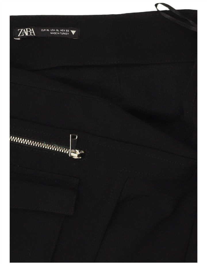 ZARA Mini saia feminina de cintura alta XL W32 poliéster preto