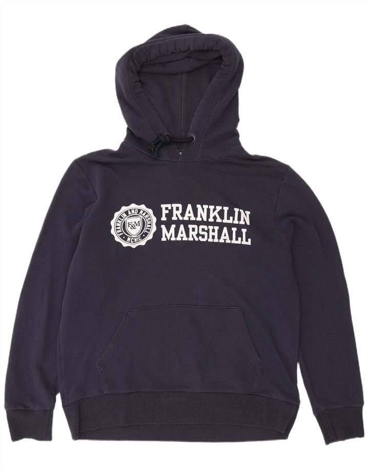 Jumper com capuz gráfico masculino Franklin Marshall XL azul marinho