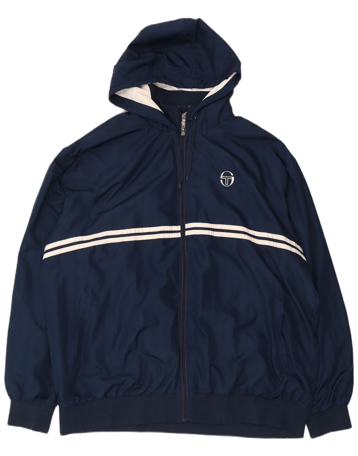 Sergio Tacchini Jaqueta masculina com capuz e moletom 3XL azul marinho poliéster