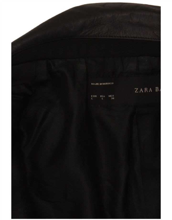 Jaqueta feminina ZARA Crop Biker UK 14 grande preta