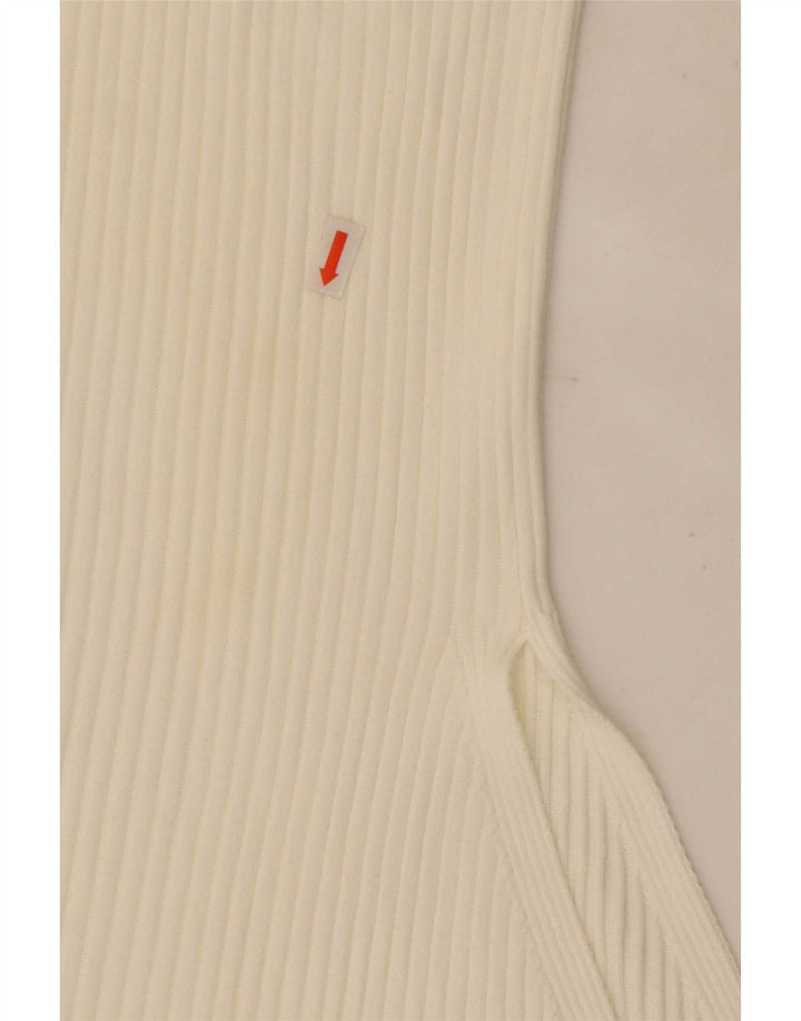 Zara Saia feminina tricotada assimétrica pequena W26 poliéster branco