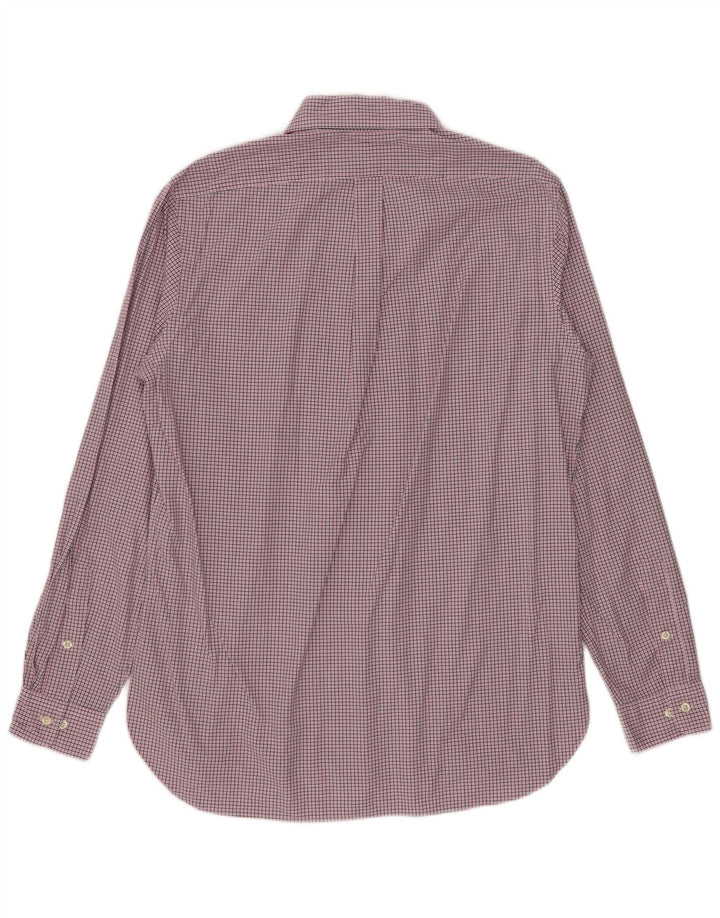 Camisa masculina Ralph Lauren tamanho 15 1/2 algodão xadrez rosa médio