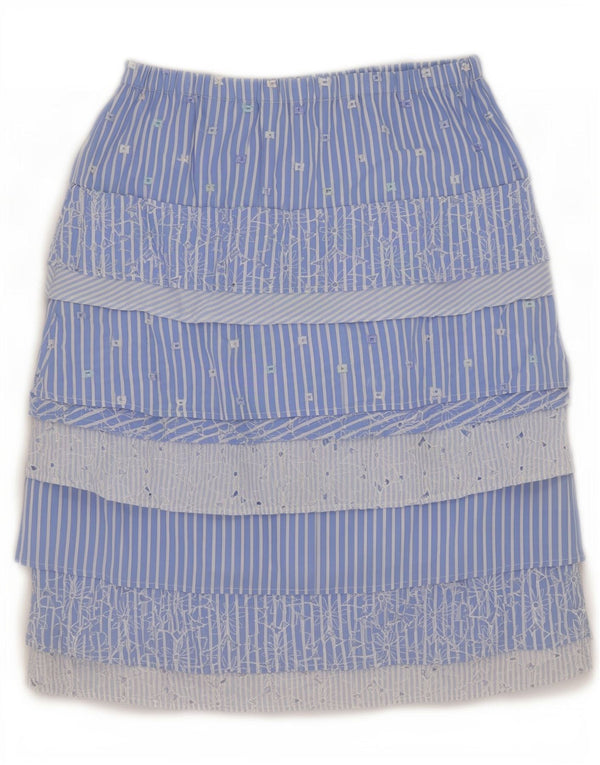 Saia feminina Tadashi em camadas médio W30 algodão floral azul