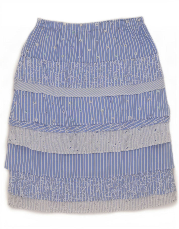 Saia feminina Tadashi em camadas médio W30 algodão floral azul