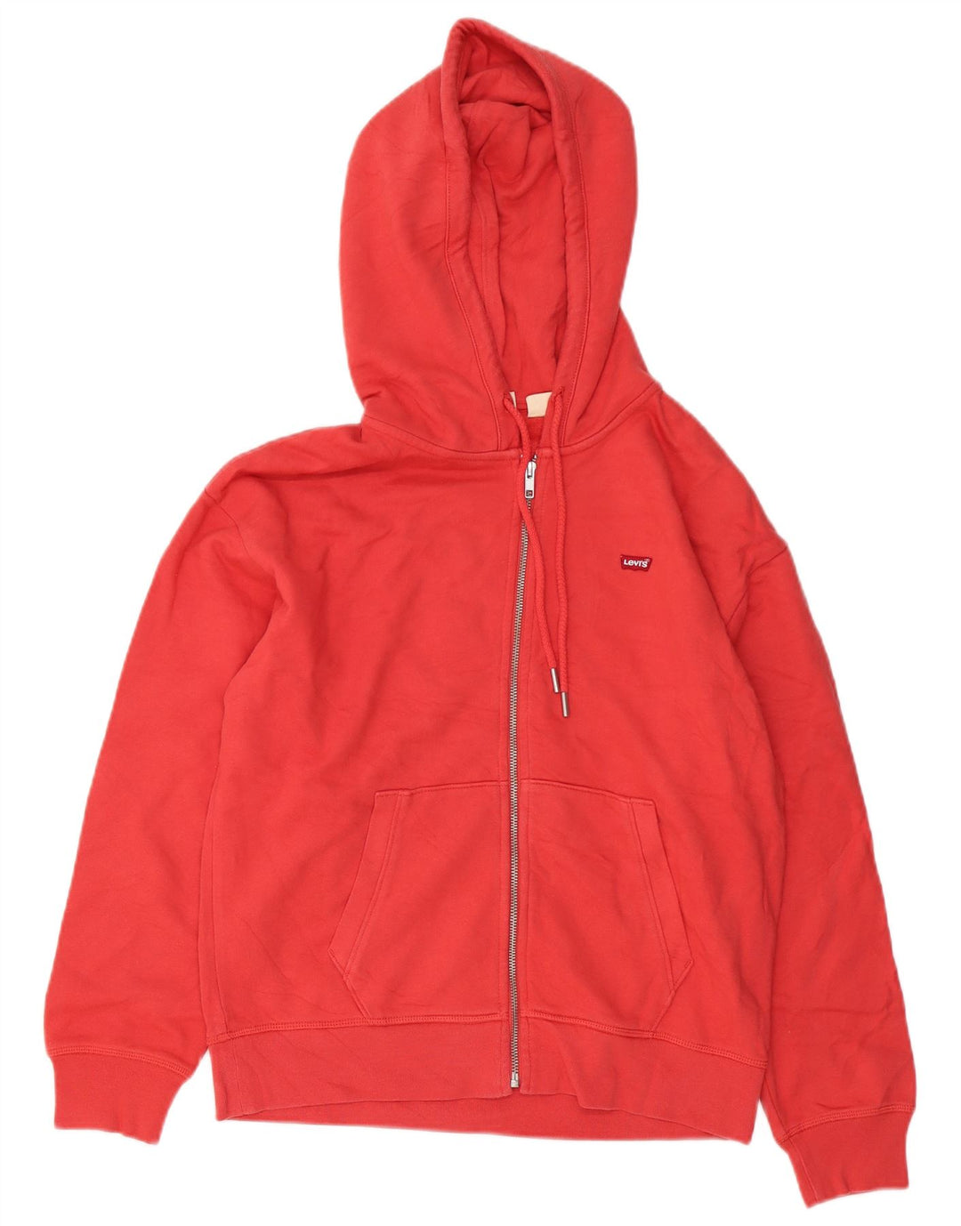 Suéter feminino Levi's com capuz e zíper grande Reino Unido 10 pequeno algodão vermelho