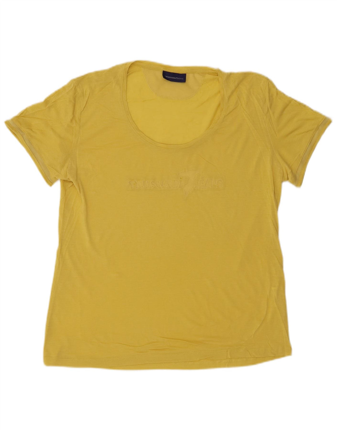 Camiseta feminina Trussardi Jeans com estampa gráfica UK 18 XL amarelo Lyocell