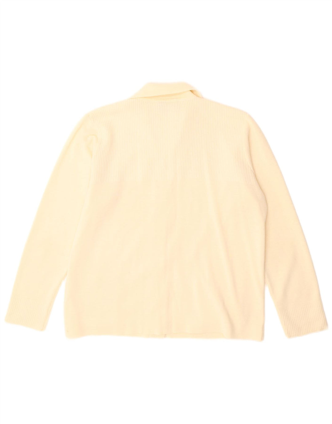 Suéter Cardigan Feminino Vintage Reino Unido 14 Grande Bege Poliacrílico