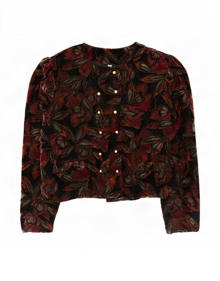 Jaqueta blazer feminina vintage de veludo IT 44 floral multicolorido médio