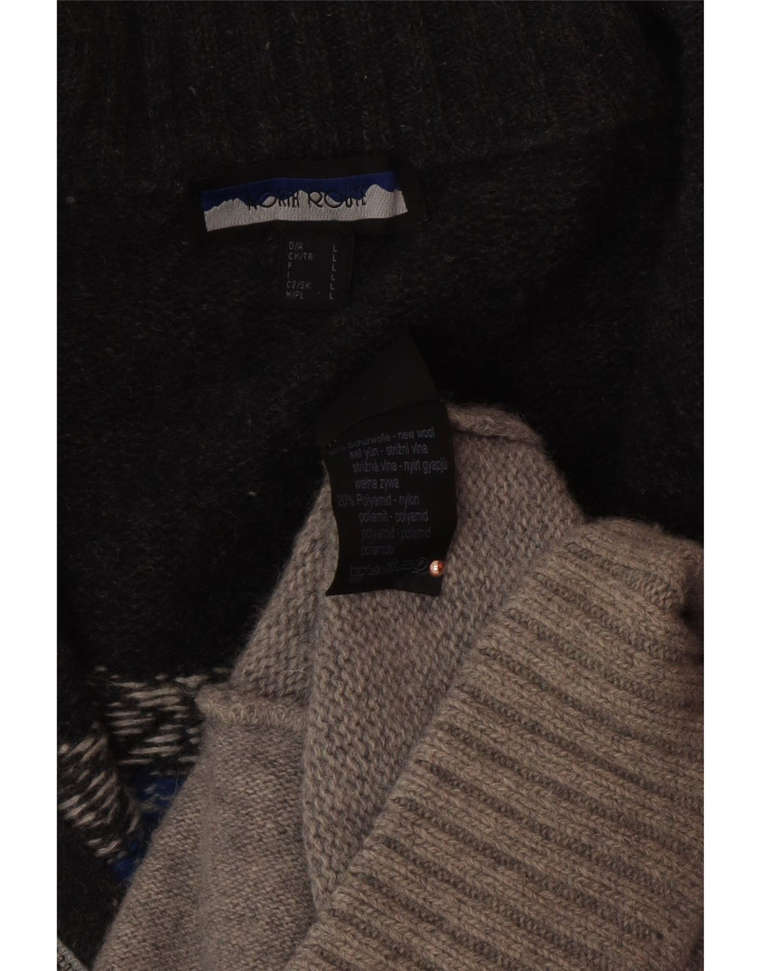 Suéter masculino NORTH ROUTE com zíper e gola grande cinza Fair Isle