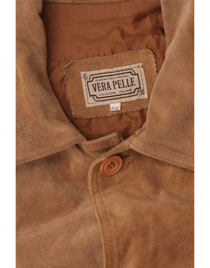 Jaqueta masculina vintage de camurça IT 54 2XL couro marrom