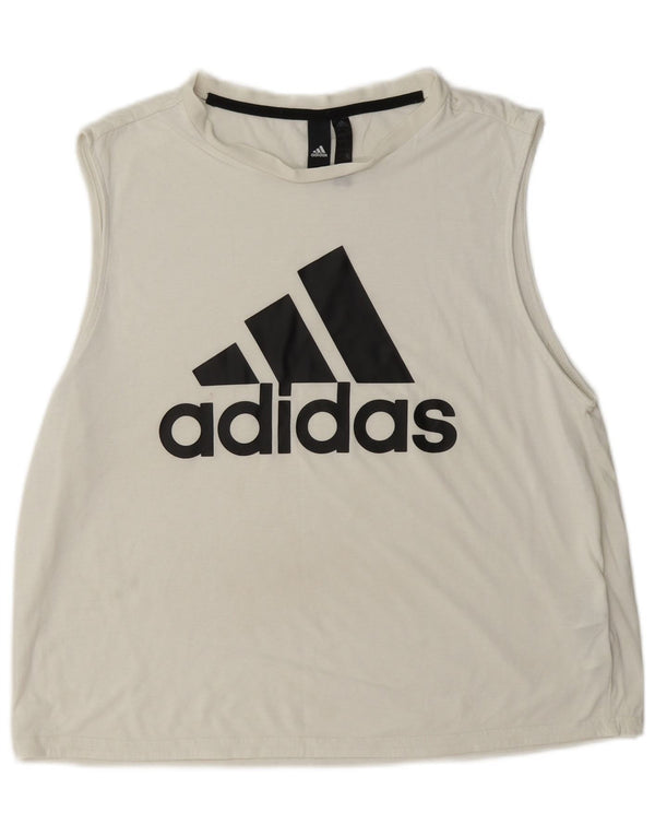 Adidas Womens Graphic Vest Top UK 16/18 Grande Branco Poliéster Esportes